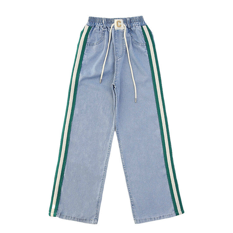 Pocket Summer Jeans Middle Big Straight Children's Pants