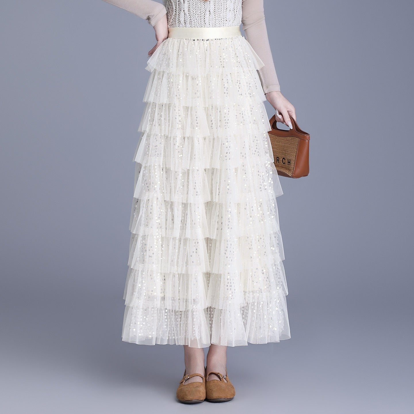 Women's Spring High Waist Puffy A- Line Skirt