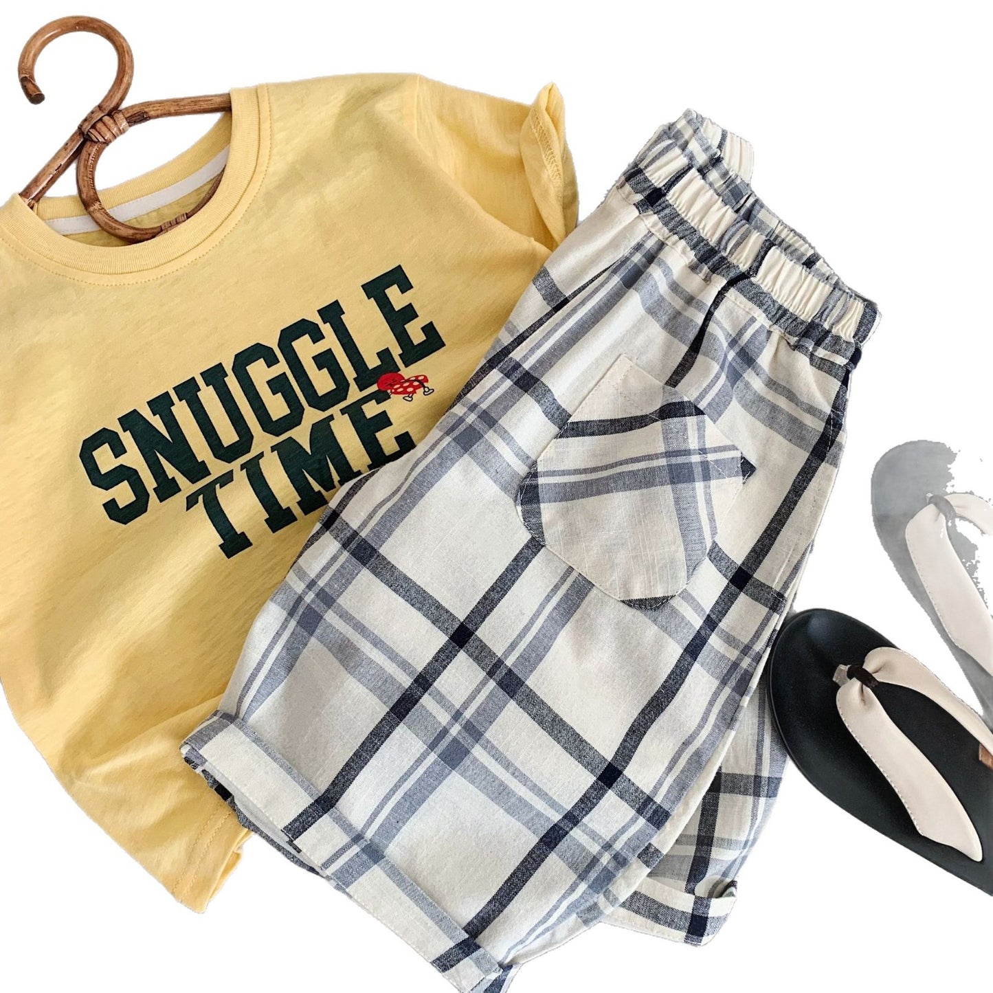 Children's Boy Summer Korean Style Thin Plaid Cropped Children's Pants