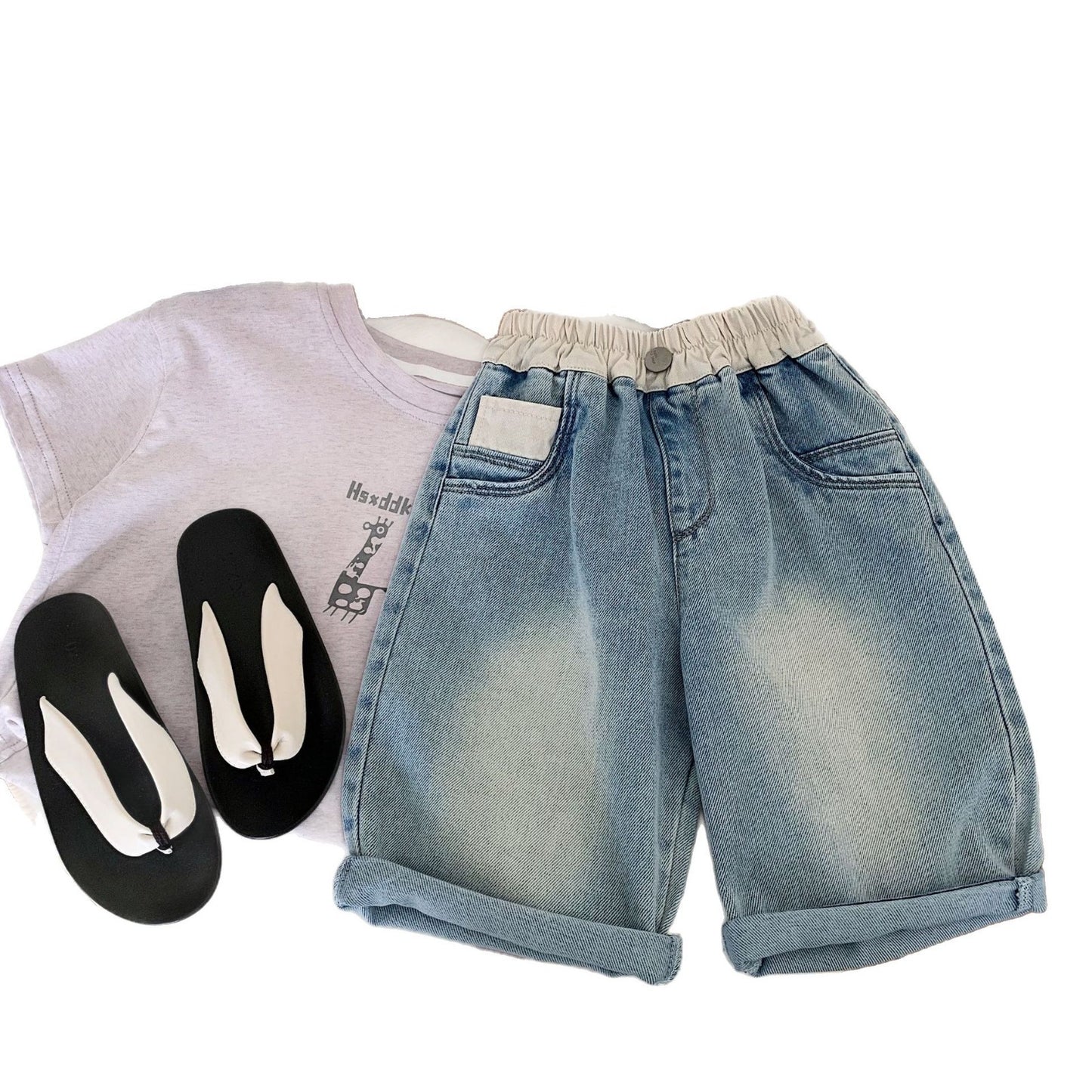 Children's Denim Summer Boys Solid Color Loose Children's Pants
