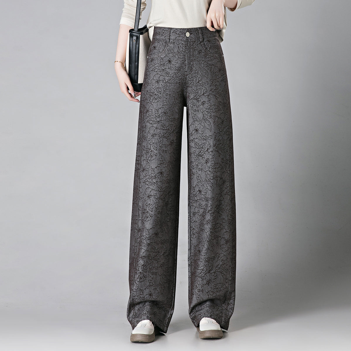 Women's High Waist Loose Slimming Printed Straight Casual Pants