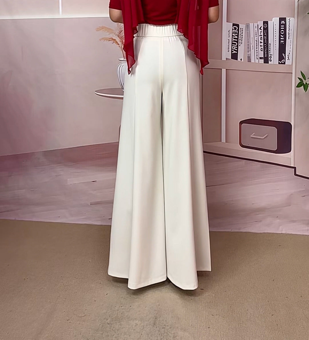 Spring High Waist Flared Loose Culotte Black Casual Pants