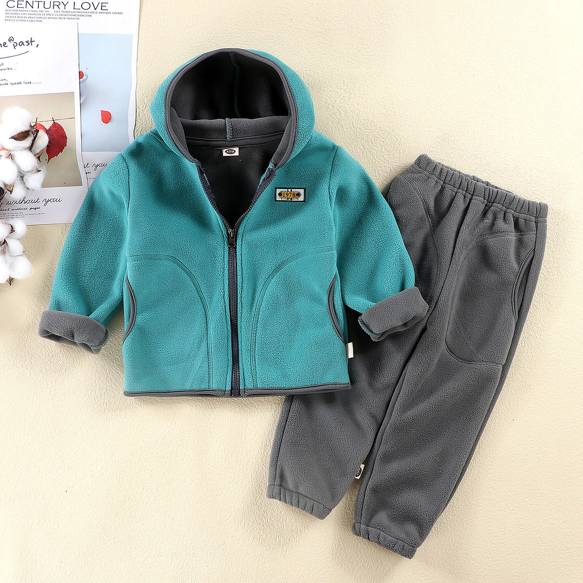 Children's Medium Large Boys Coat Trousers Outer Wear Thick Spring Hoodie Children's Suit