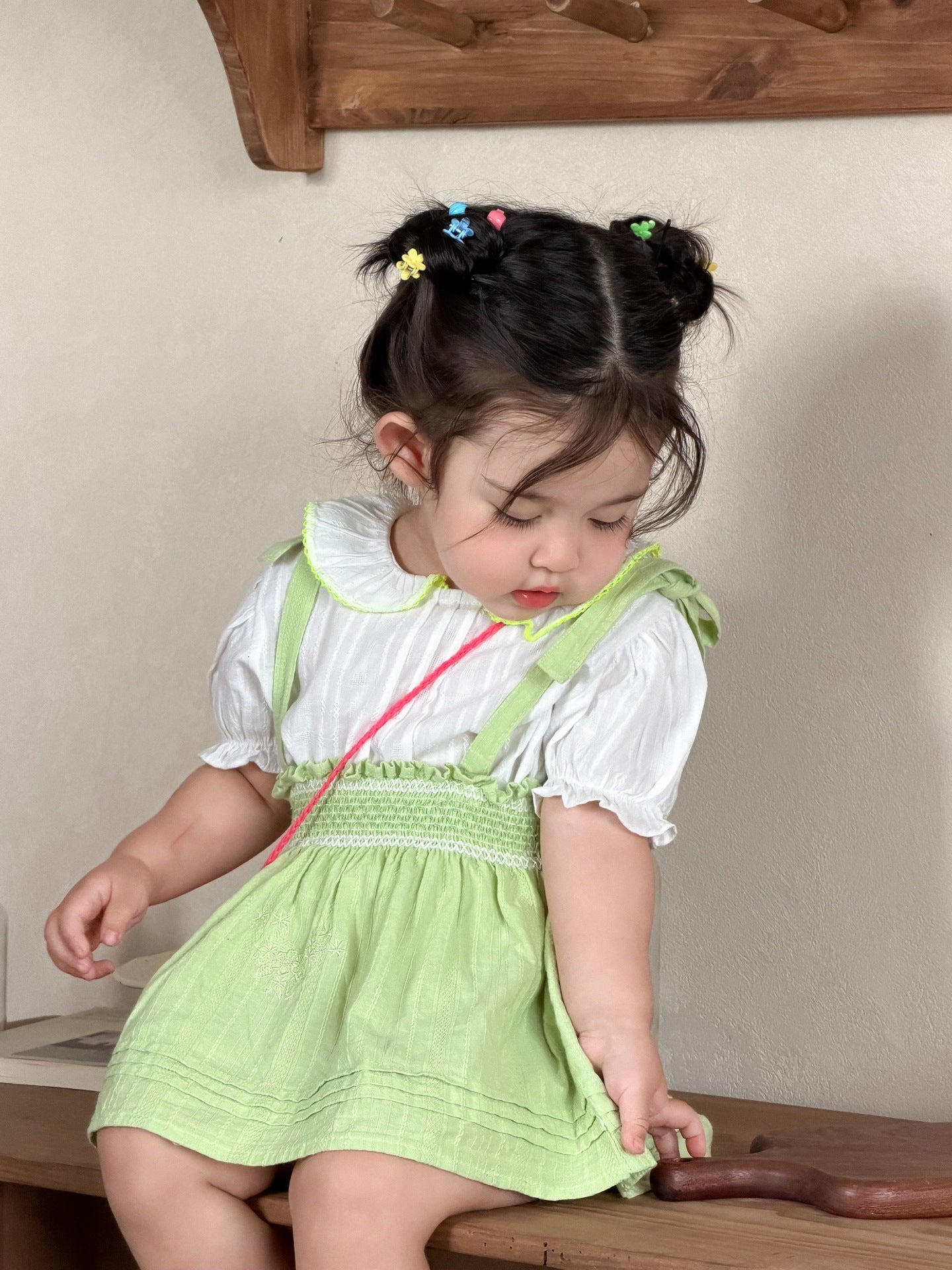 Children's Thin Clothing Korean Style Doll Shirt Suspender Children's Suit