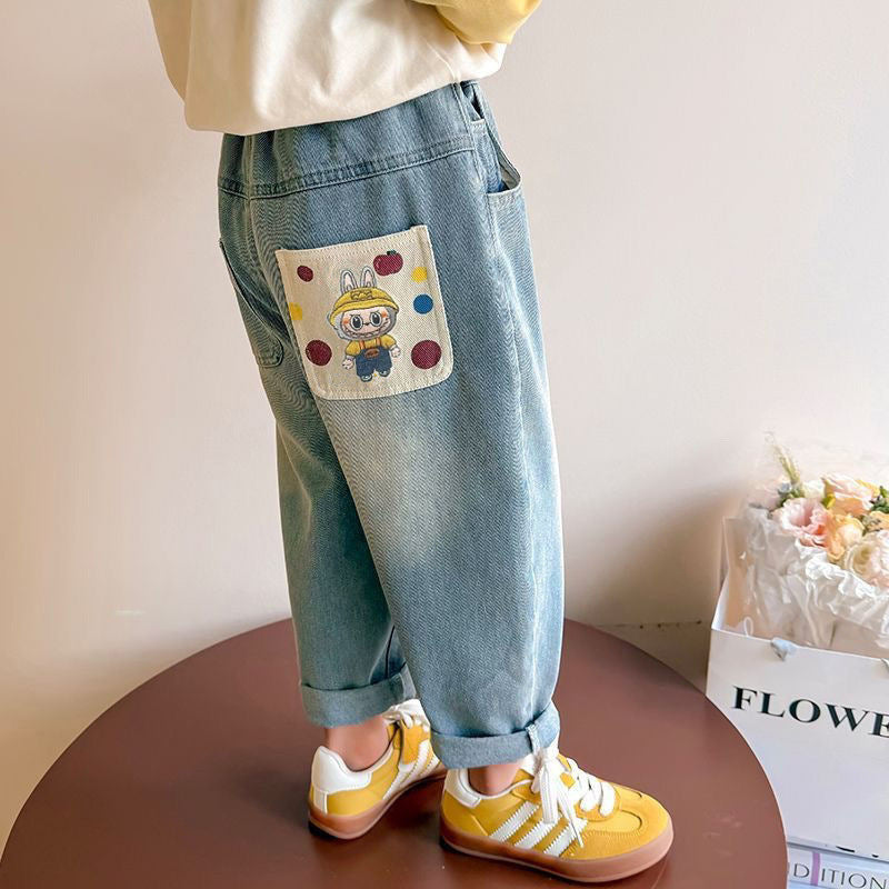 Children's Jeans Older Leisure Korean Style Medium Children's Pants