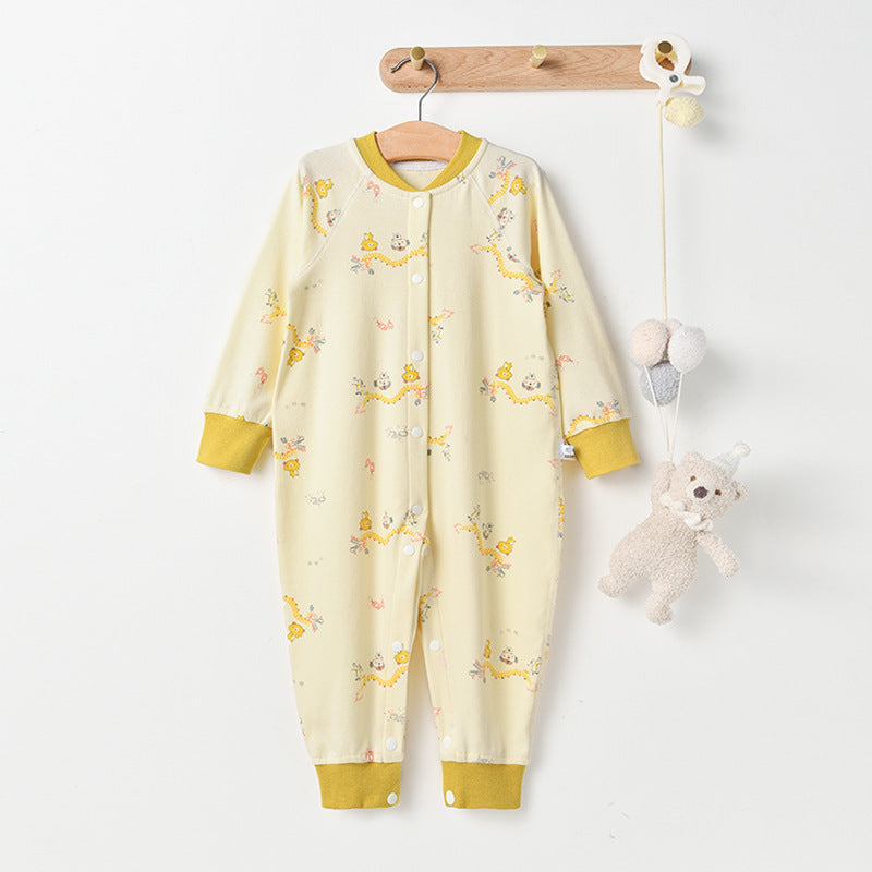Children's Three Cotton Long-sleeved Jumpsuit Boneless Rompers Pajamas Outdoor Clothing Single Jumpsuit, Climbing Suit