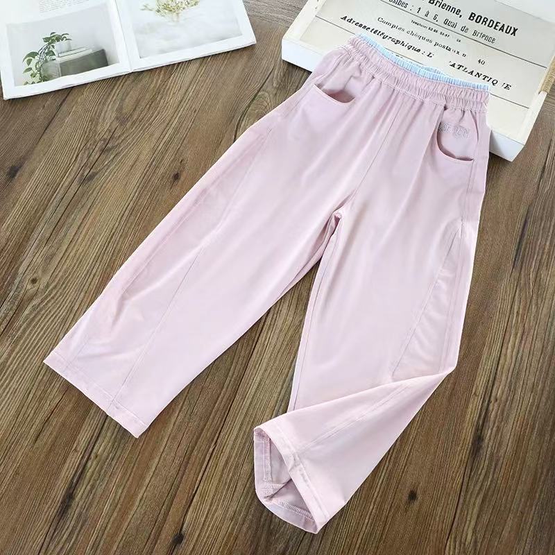 Women's Summer High Waist Stitching Casual Embroidery Children's Pants