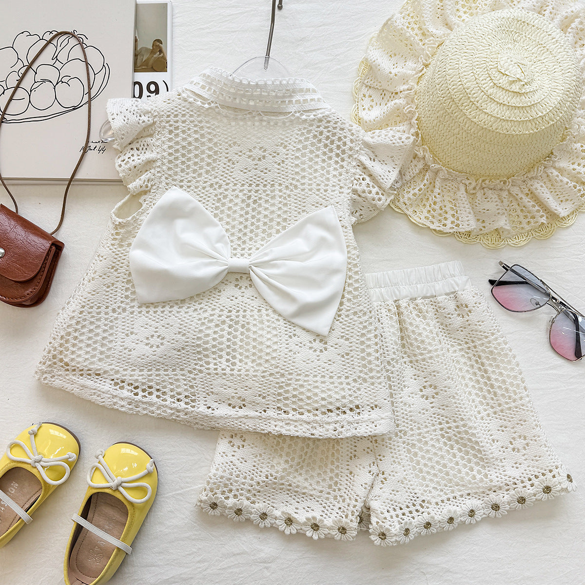 Style Summer Lace Top Shorts Two-piece Set Cute Children's Suit