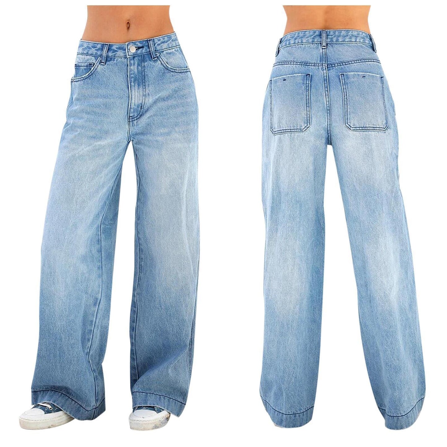 Women's High Waist Loose Wide Legs Mopping Women's Jeans
