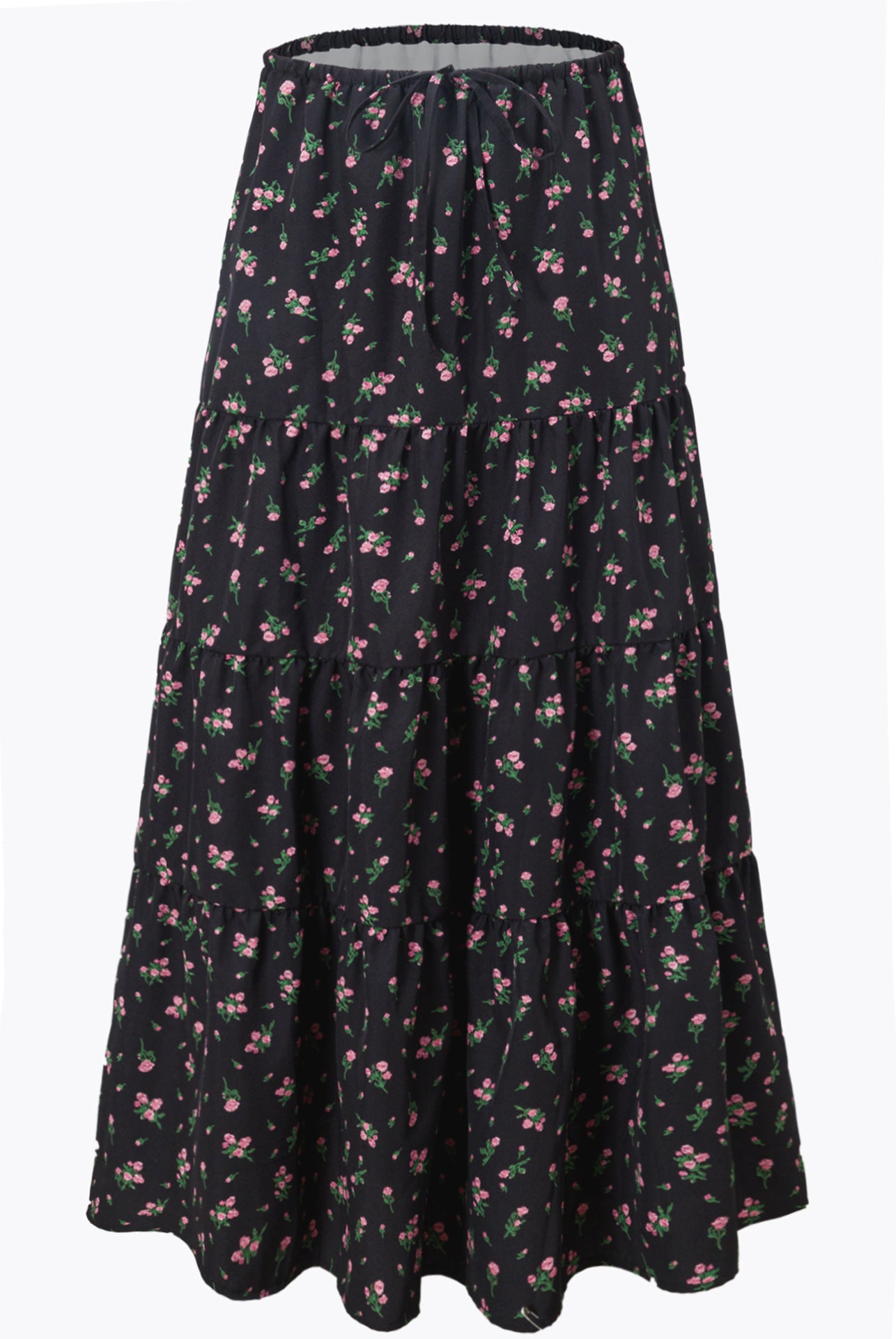 Women's Cotton High Waist Elastic Large Swing Loose Patchwork Long Skirts