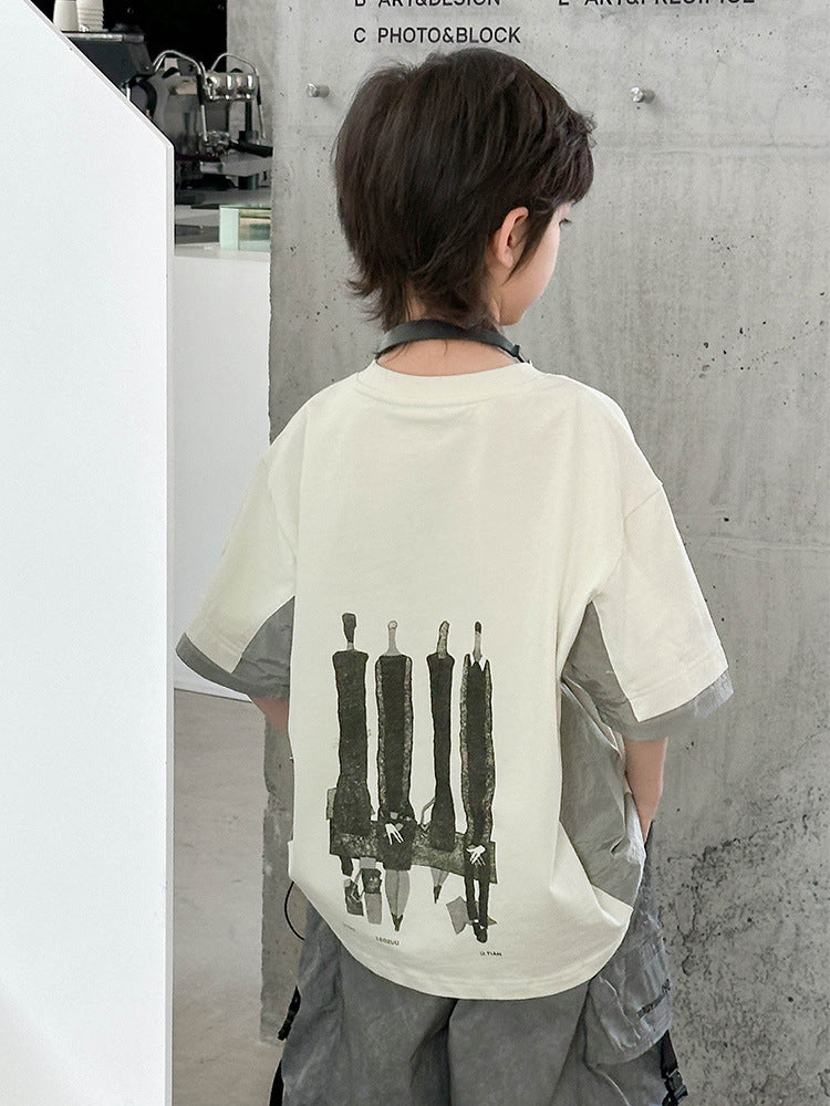 Children's Short-sleeved Summer Clothes Fashion Half Sleeve Older Cotton Tops Children's T-shirt
