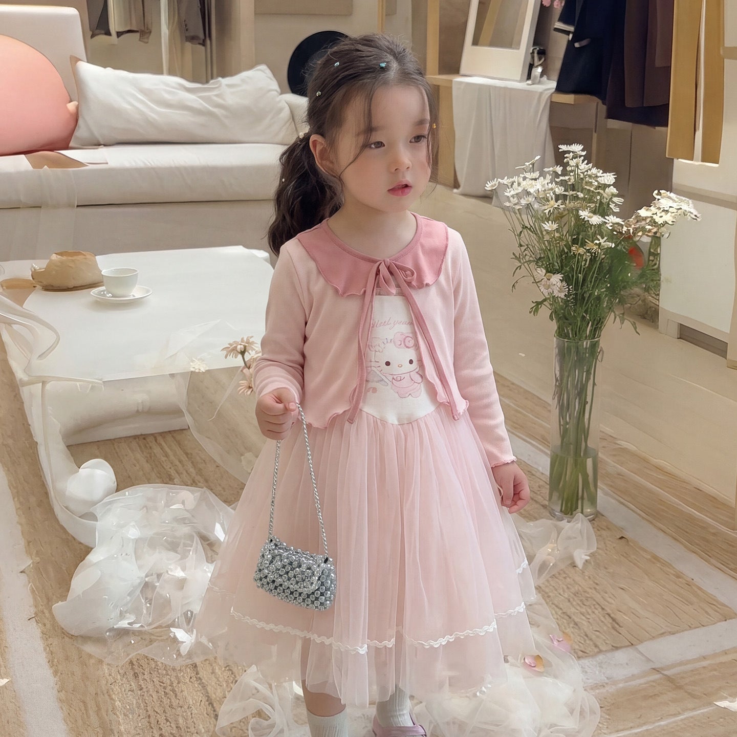Children's Size Roll Style Princess Mesh Pettiskirt Children's Dress