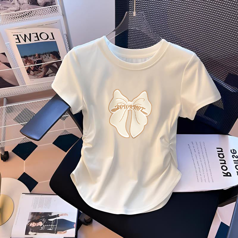 White Pure Cotton Short-sleeved Summer Korean Style Loose Middle Big Children's T-shirt