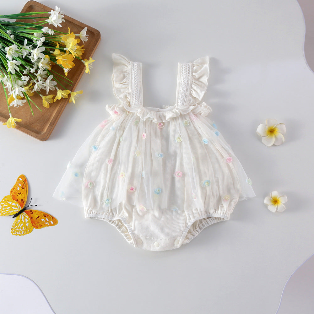 Summer Wear Princess Bloomer With Skirt Romper Sling Flower Jumpsuit, Climbing Suit