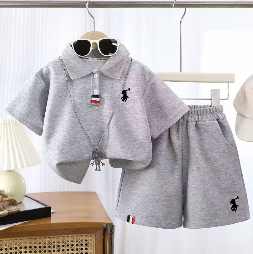 Children's Summer Medium Large Shorts Embroidery Sports Short Sleeve Children's Suit