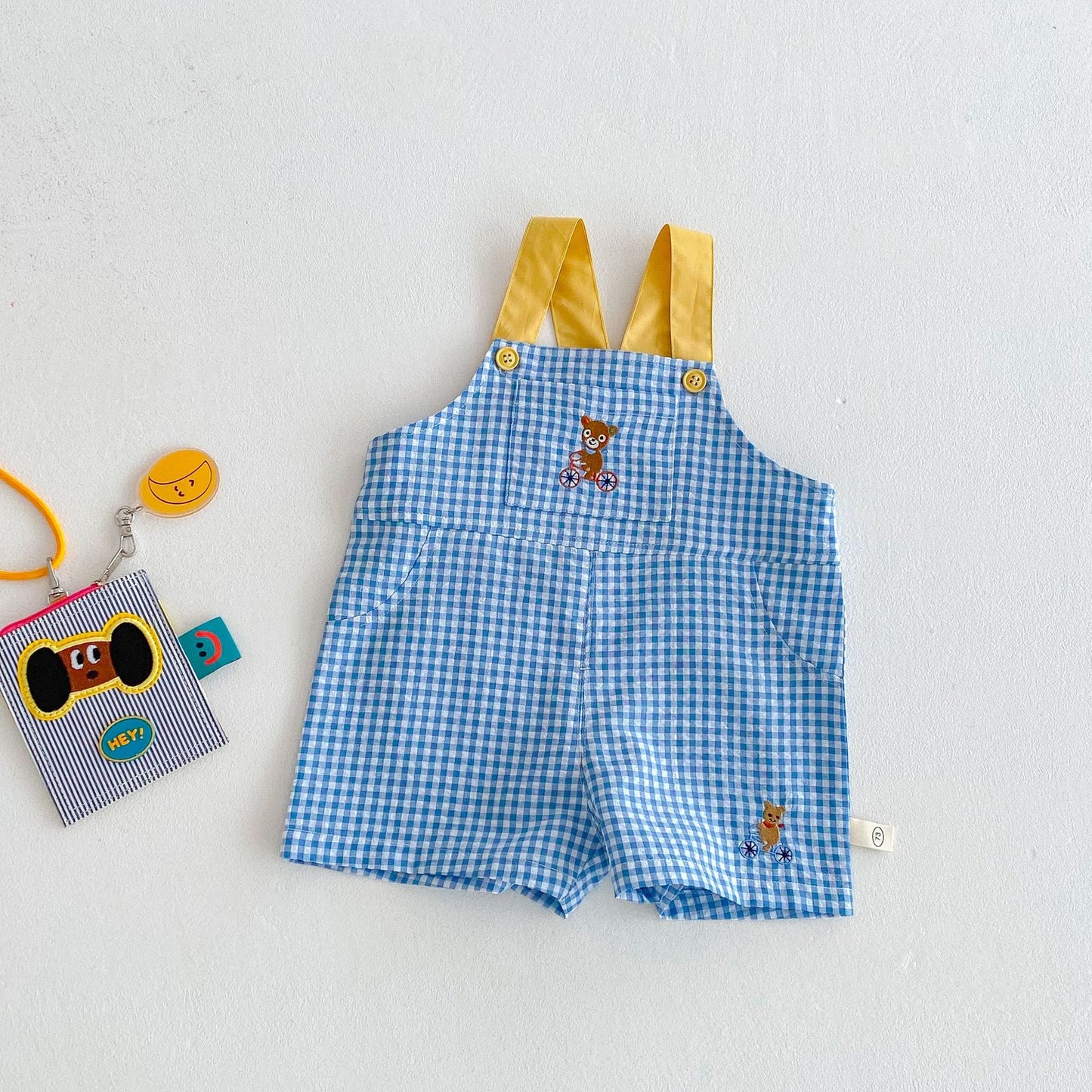 Children's No Plaid Suspender Summer Korean Contrast Color Bear Children's Pants