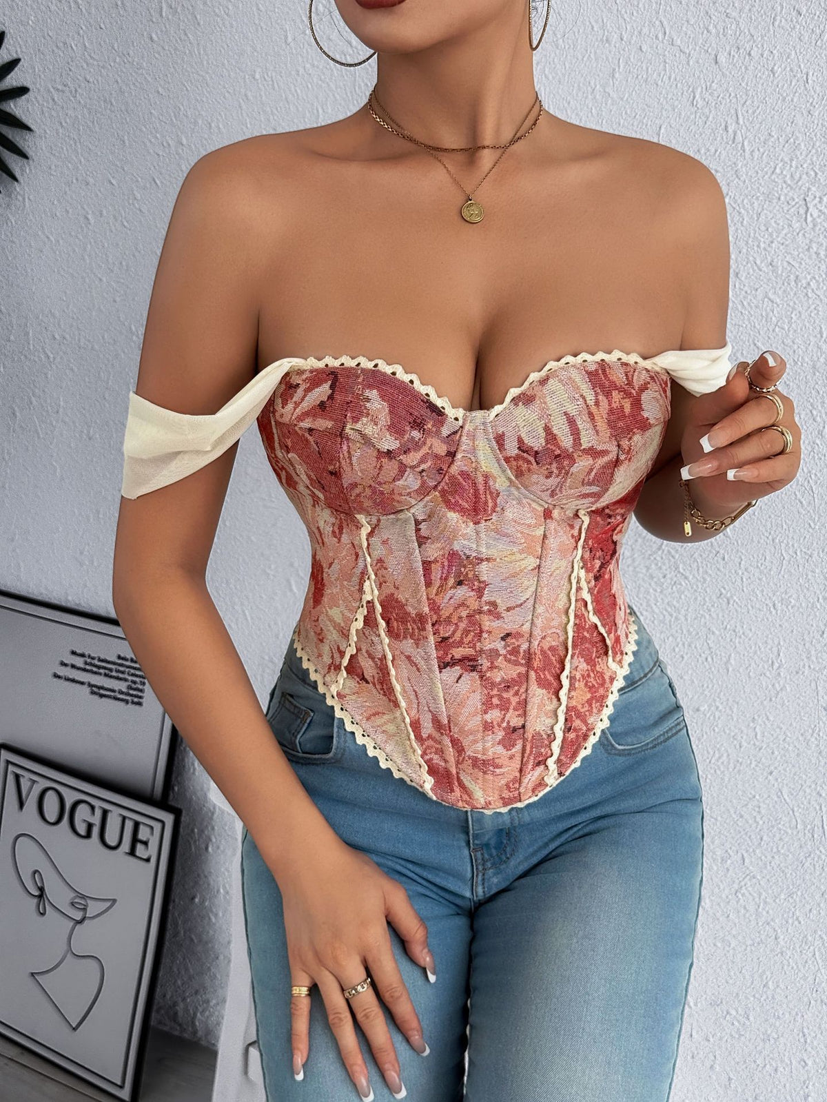 Retro French Jacquard Oil Painting Sense Small Vest/suspenders/tube Top