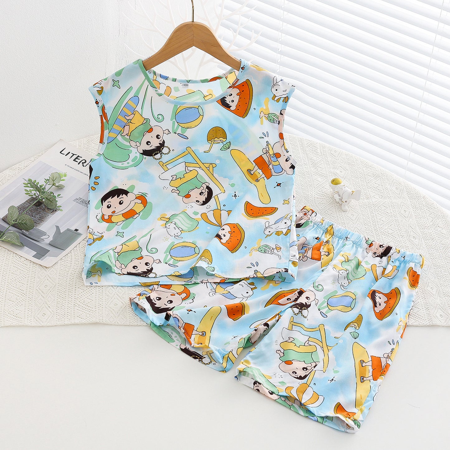 Children's Feeling Bourette Boys Thin Artificial Cotton Children's Suit