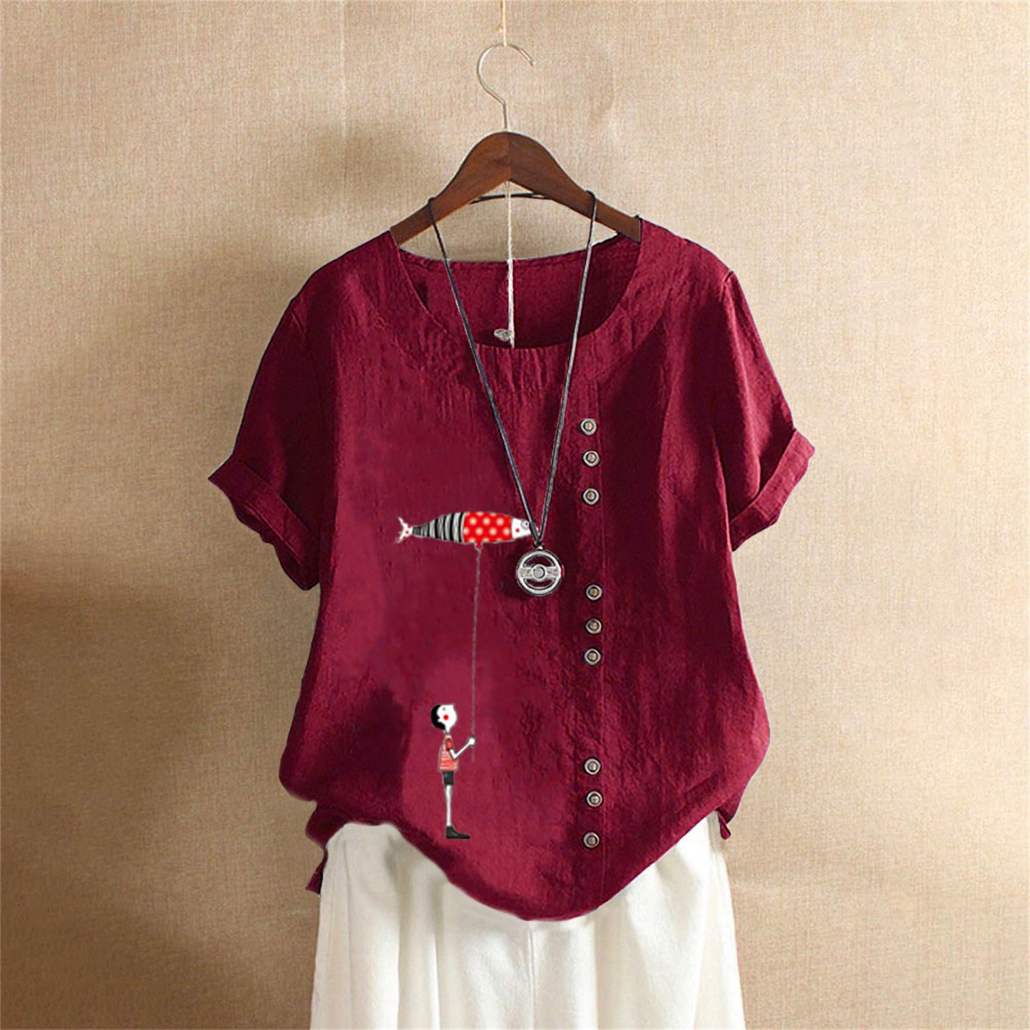 Women's Summer Retro Large Casual Loose Cotton Linen Shorts