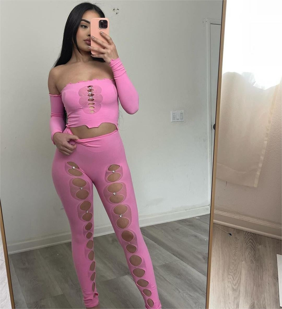 Women's Autumn Sexy Cutout Slim Trousers Slimming Clothing