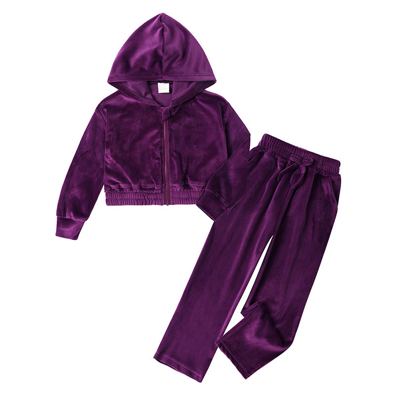 Sports Cap Gold Veet Casual Sweatshirt Two-piece Children's Suit