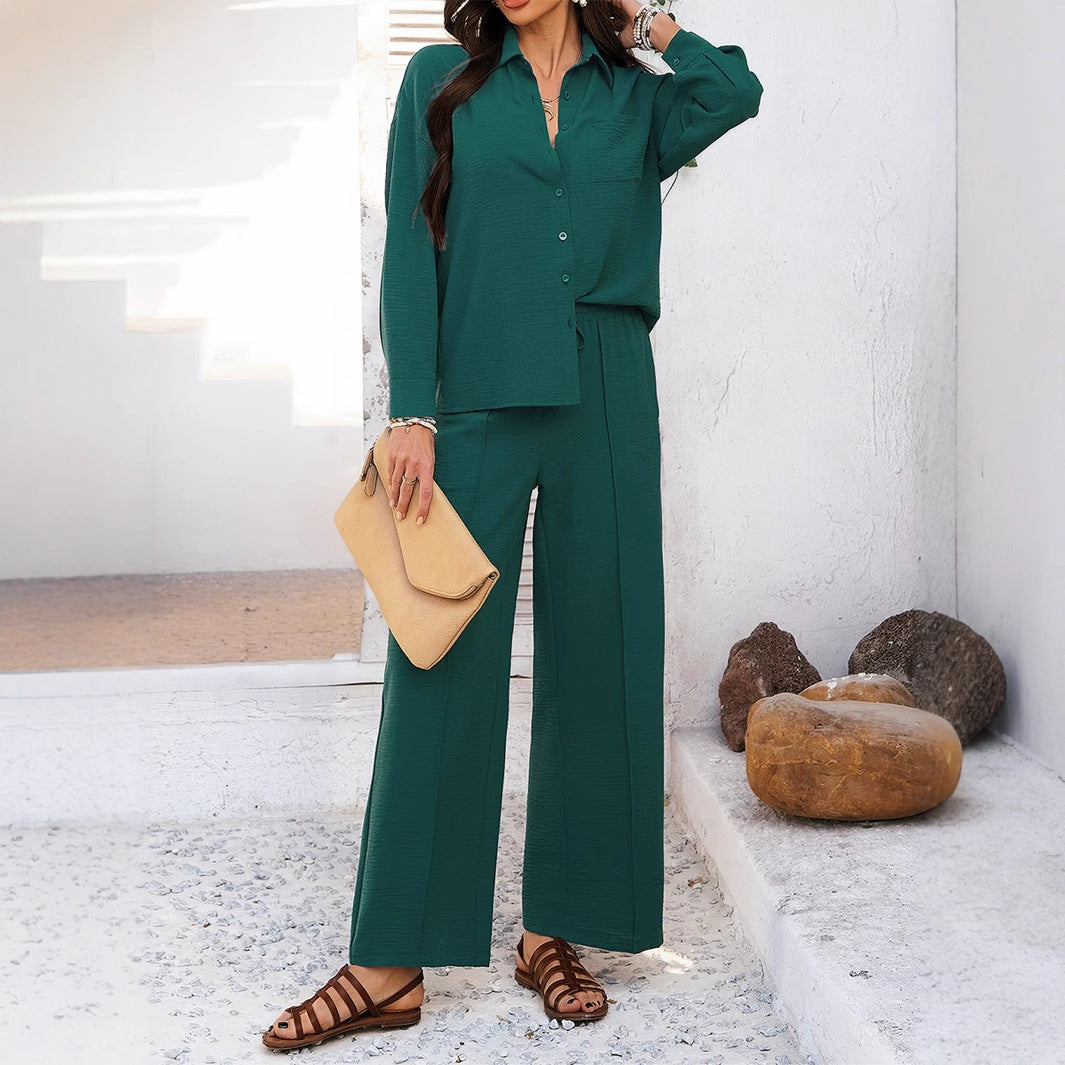 Women's Vacation Leisure Style Solid Color Two-piece Fashion Casual Suit