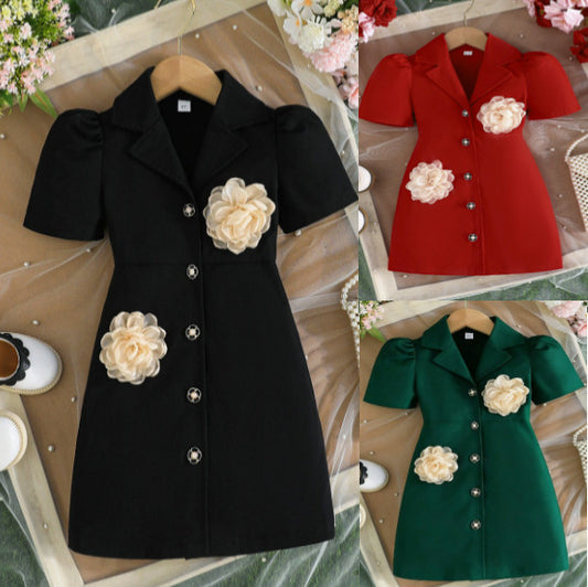 Summer Solid Color Short Sleeve Suit Predecessor Children's Dress