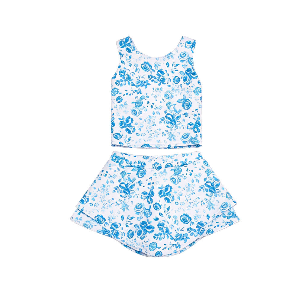 Children's Sports Tennis Skirt Printed Sleeveless Vest Clothing Summer Children's Suit