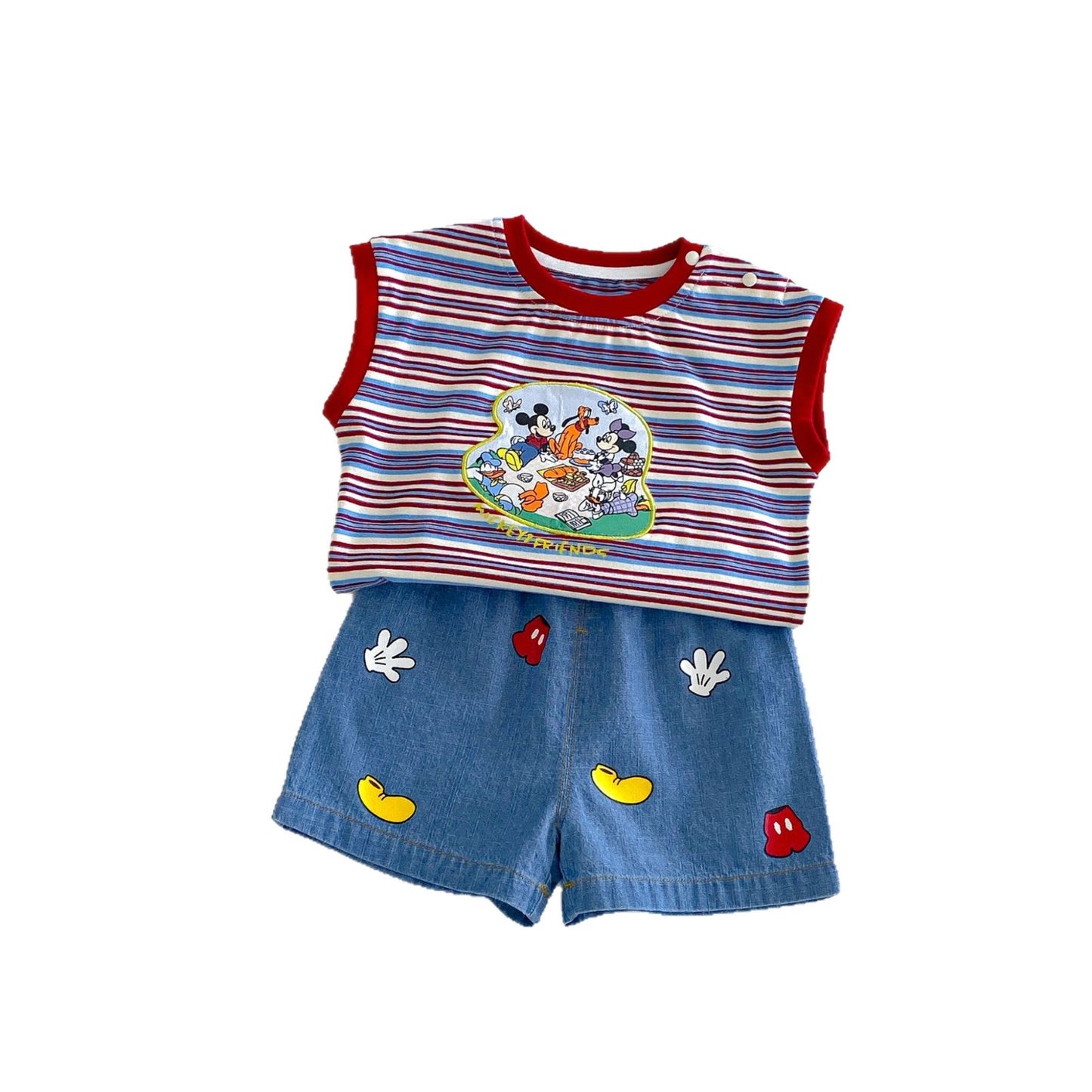 Children's Fashion Striped Vest Summer Top Korean Style Patchwork Children's T-shirt