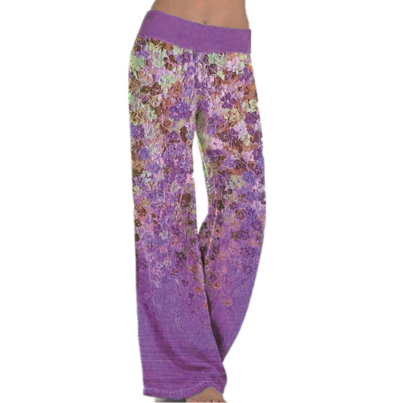 Women's Loose Positioning Printed Yoga Sports Trousers Casual Pants