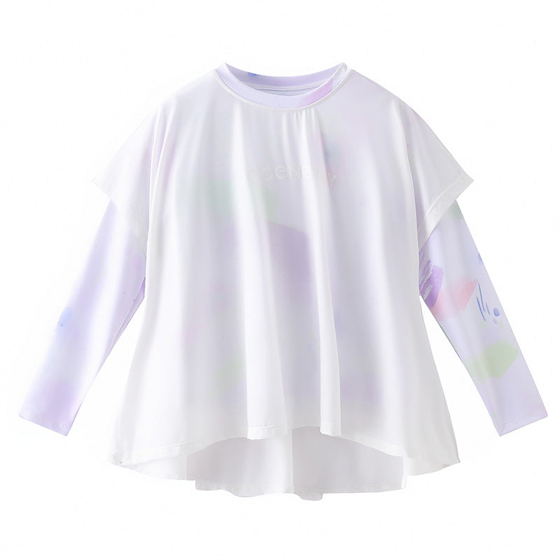 Children's Fake Two-piece Fairy Clothes Spring Class Loose Children's T-shirt