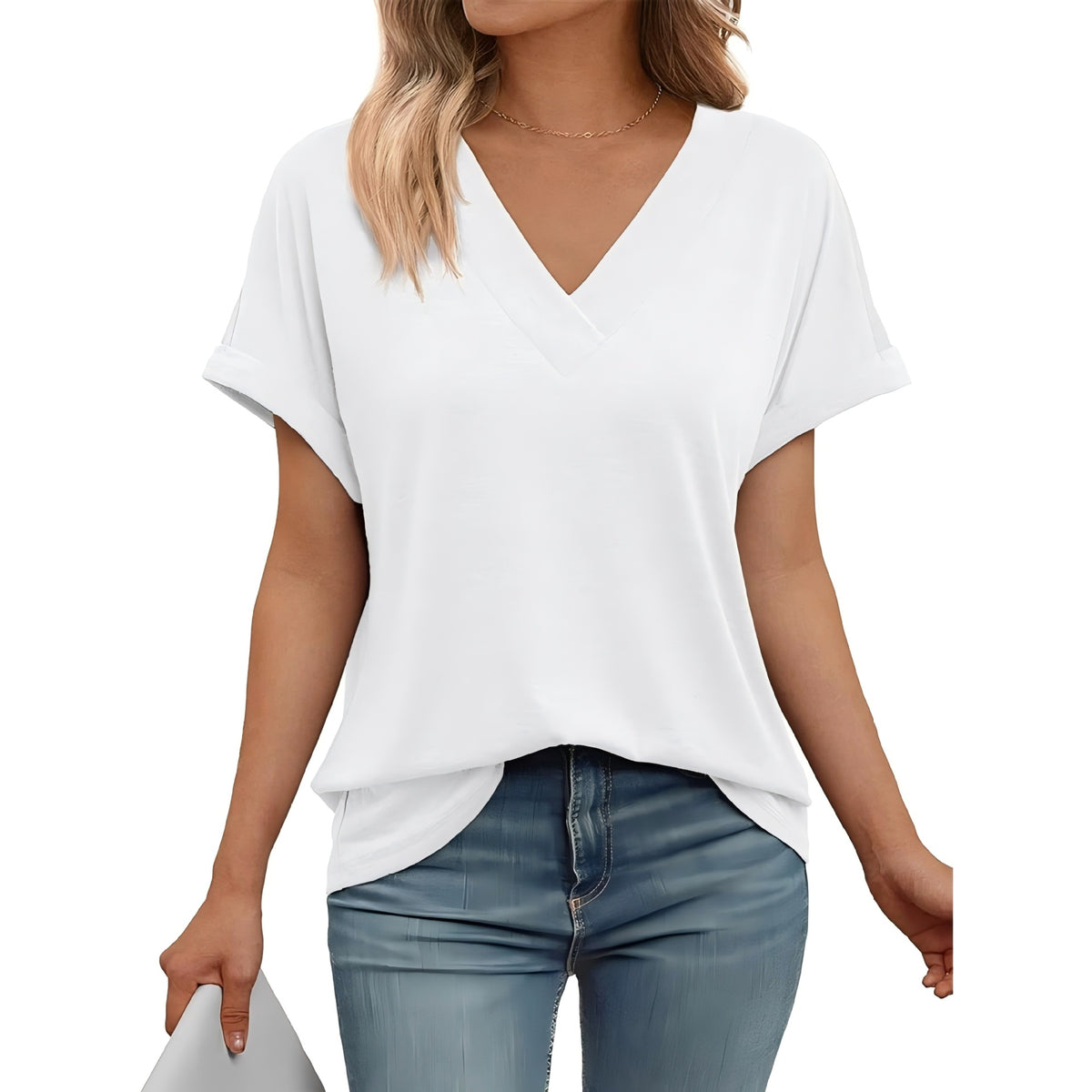 Women's Summer Short-sleeved Shirt Loose Solid Color Large Women's T-shirt