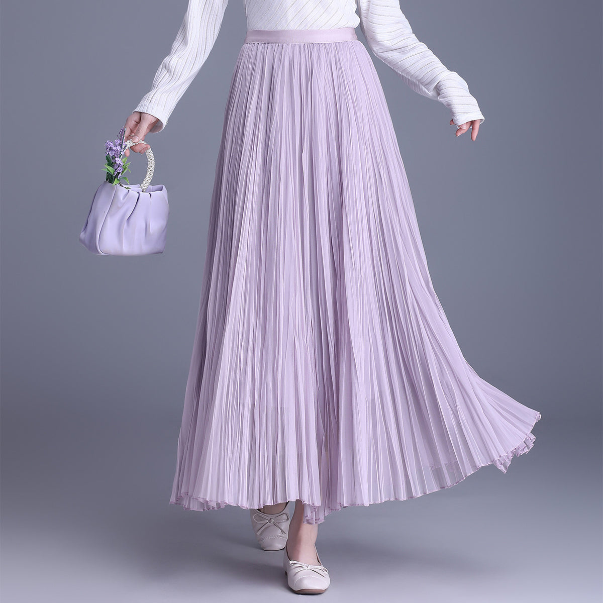 Draping Slim Fit A- Line Dress Long Skirts