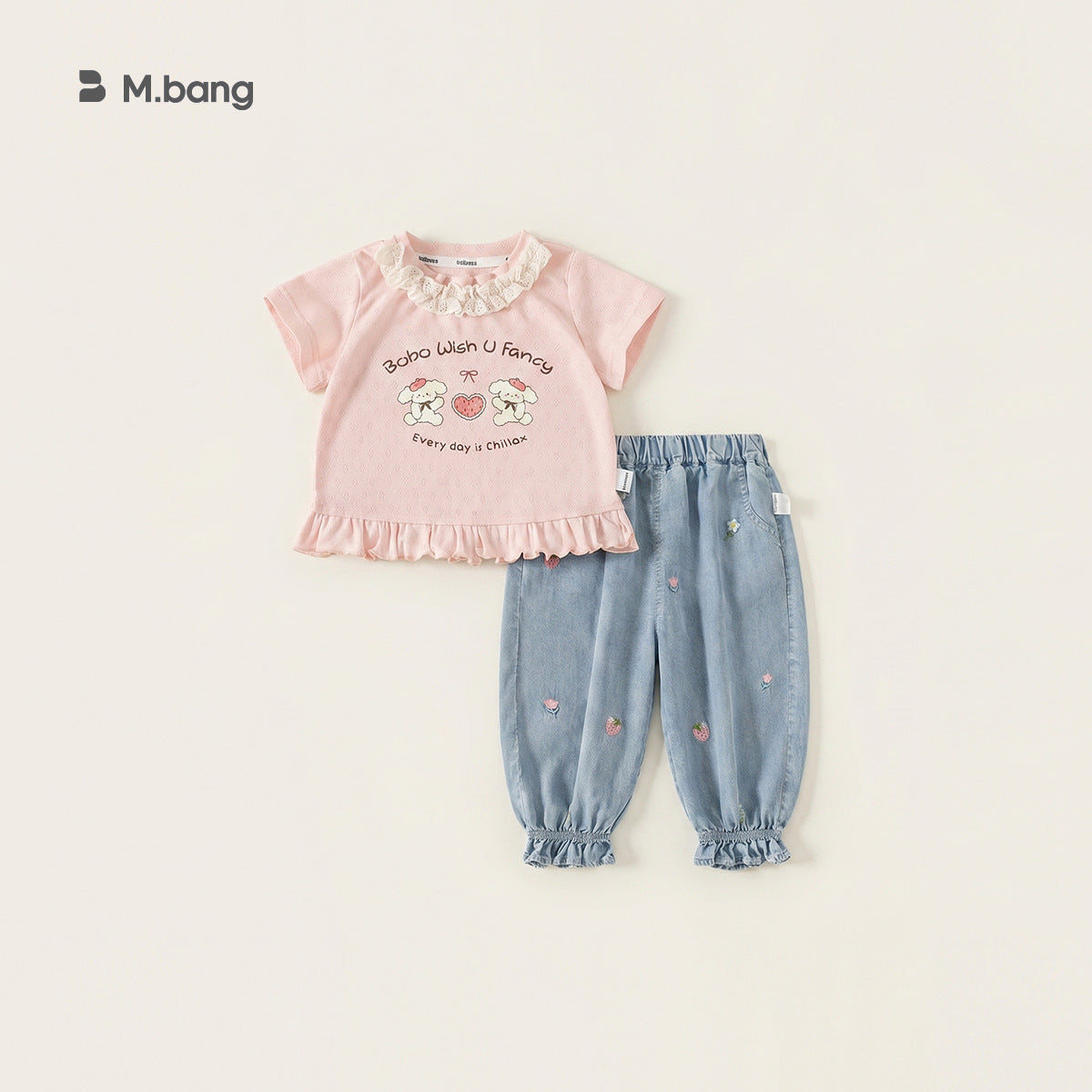 Children's Summer Stitching Lace Little Pink Sweet Short Sleeve Children's T-shirt