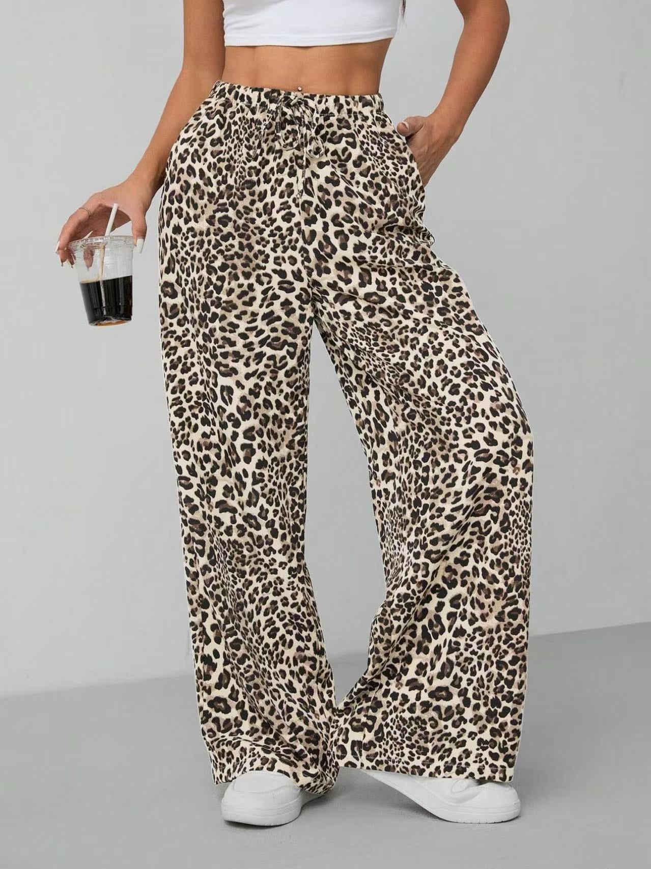 Casual Women's Leopard Print Fashion Trousers Casual Pants