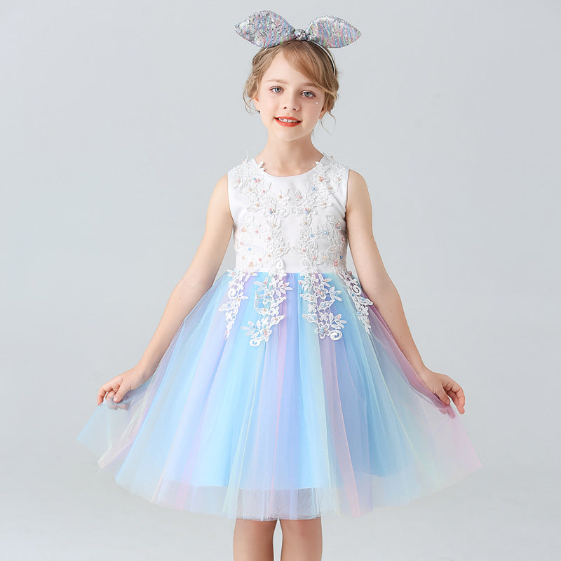 Children's Princess Korean Style Long Sleeve Mesh Pettiskirt Dresses Of Bride Children's Dress