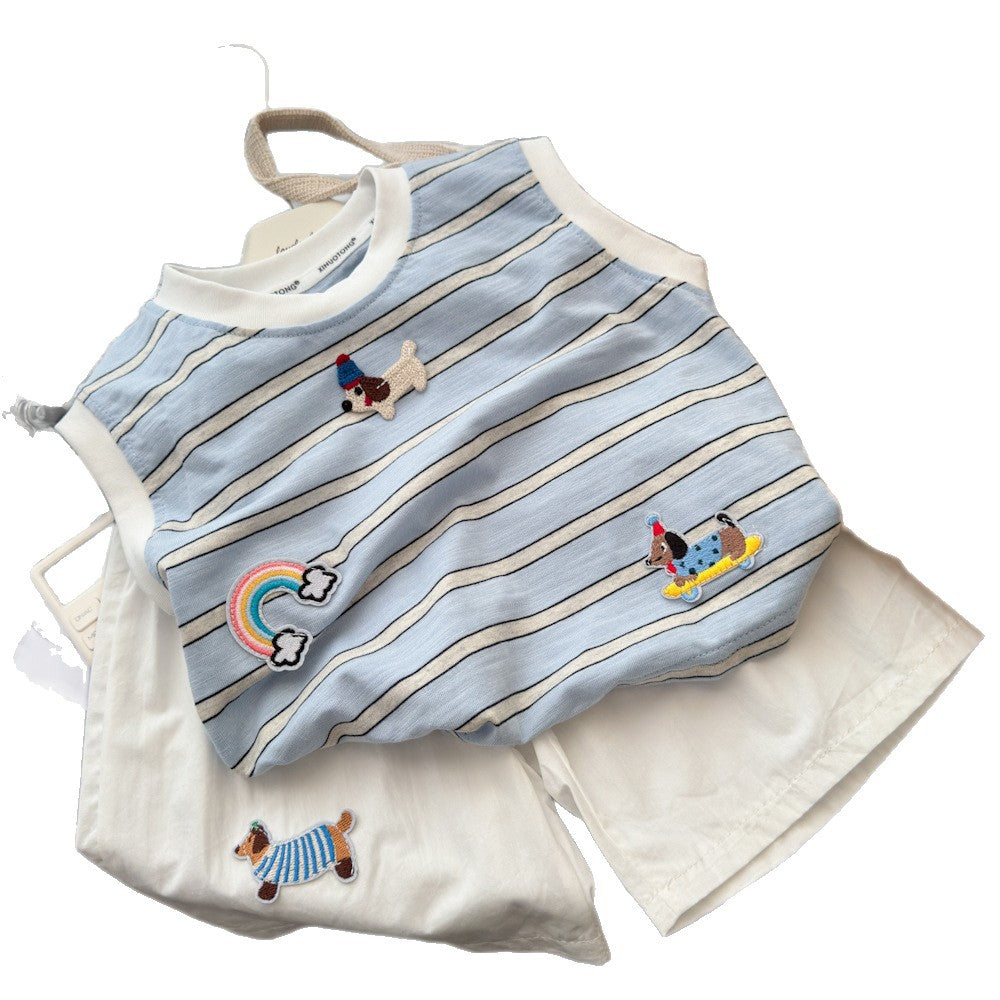 Children's Korean Fashionable Stylish Casual Loose Cartoon Puppy's Children's Suit