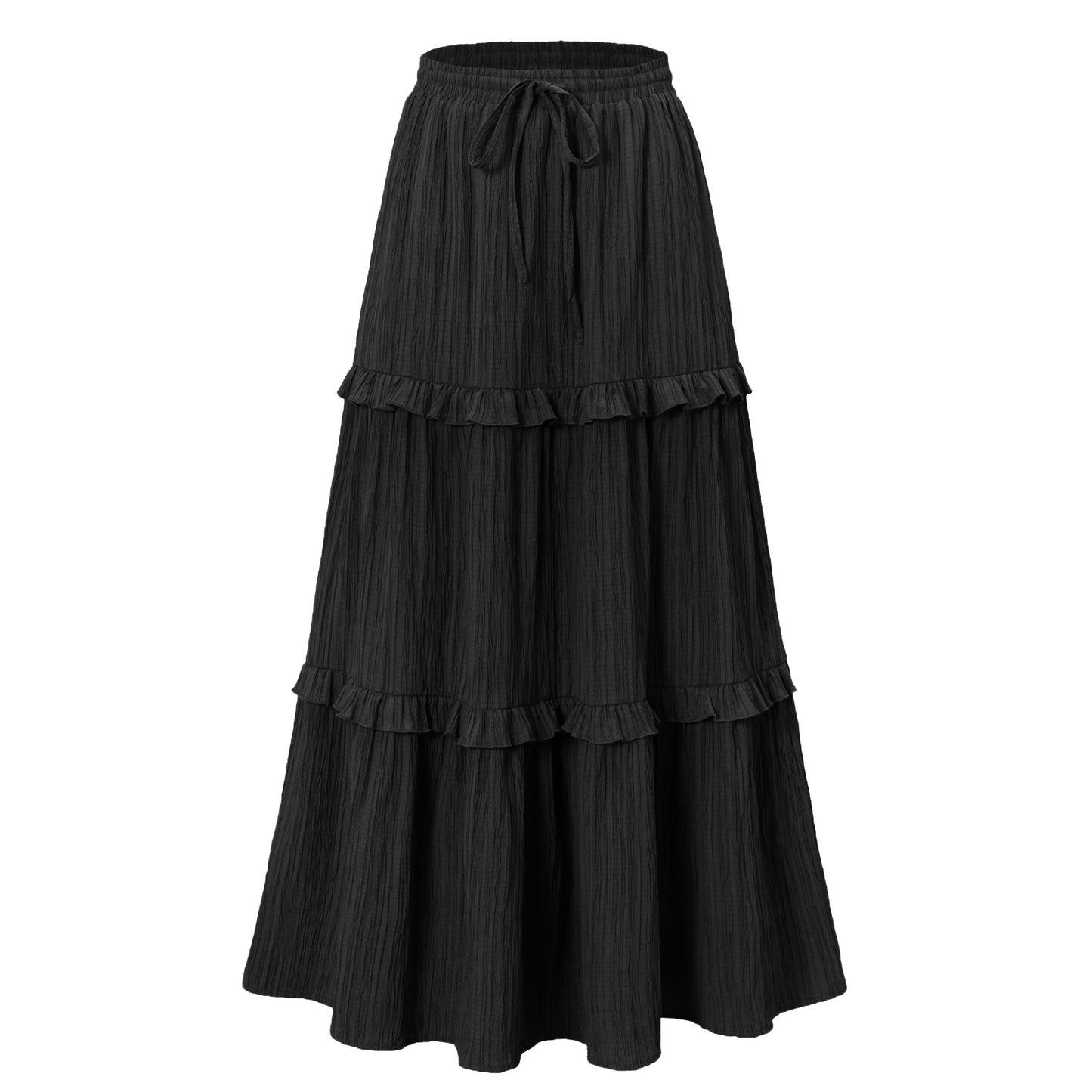 Drawstring Lace High Waist Elastic A- Skirt