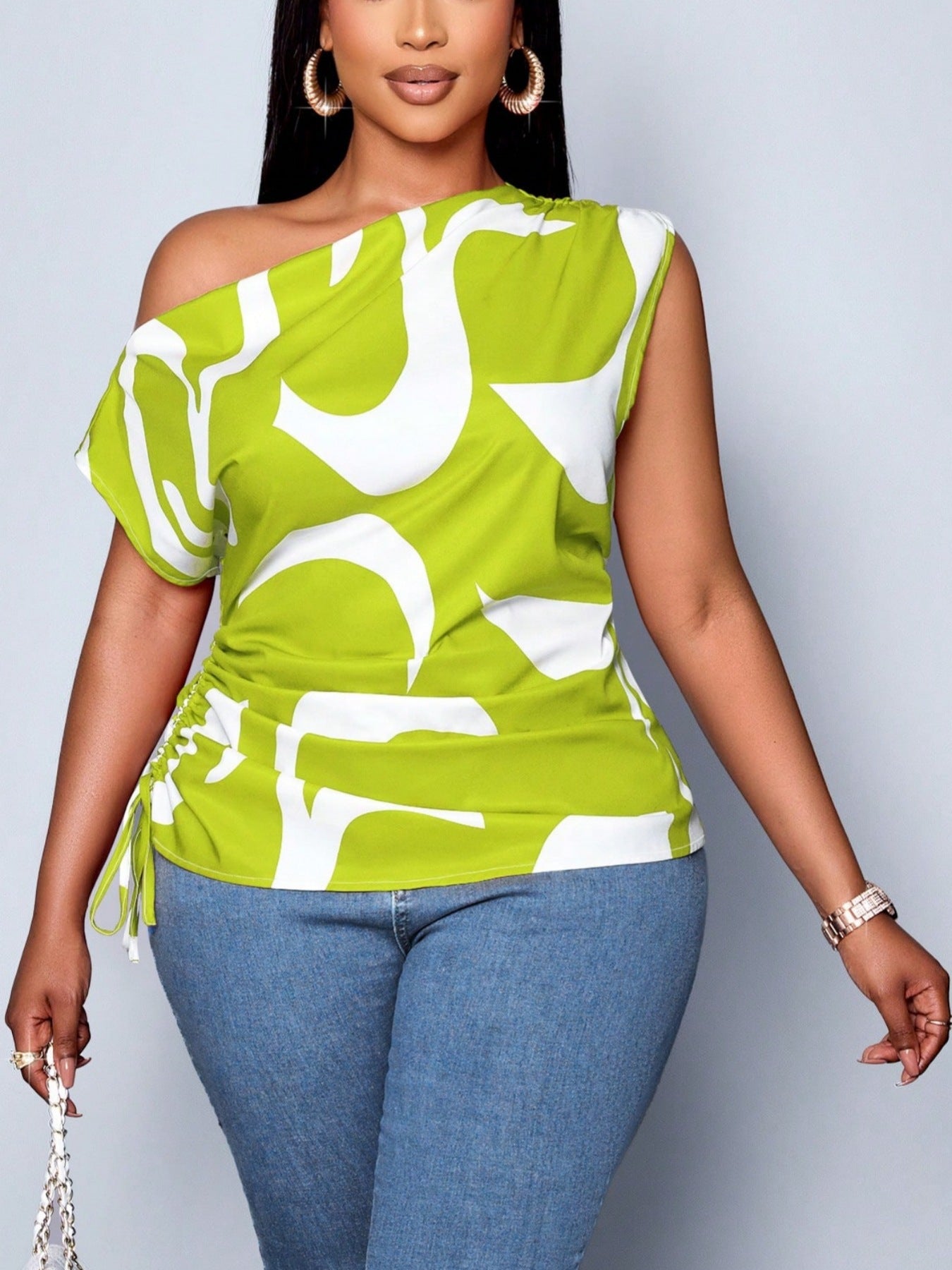 Women's Summer Fashionable Temperament Elegant Trendy Printed Irregular Shoulder Shorts