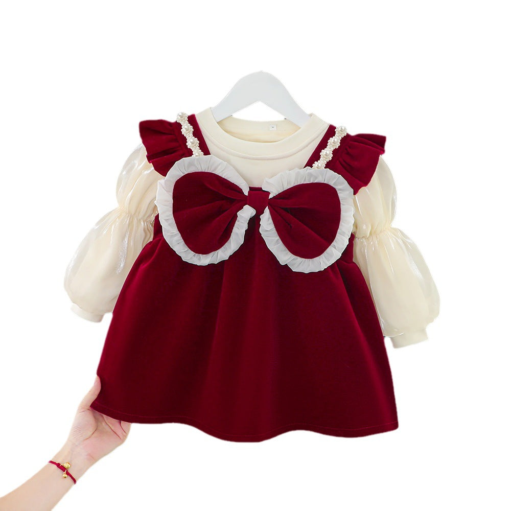 Children's Dress Winter One Year Old Fleece-lined Two-piece Children's Suit