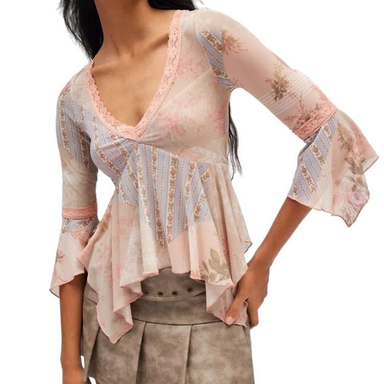 Atmosphere Korean Style Golden Ancient Early Blouse