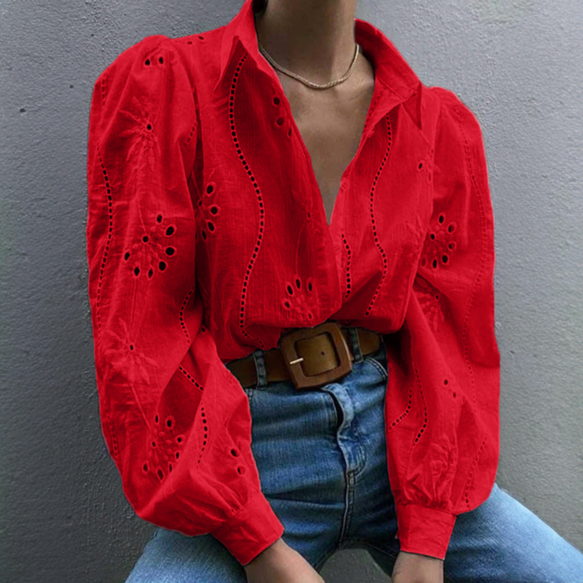 Women's Casual Loose Fashion Puff Sleeve Blouse
