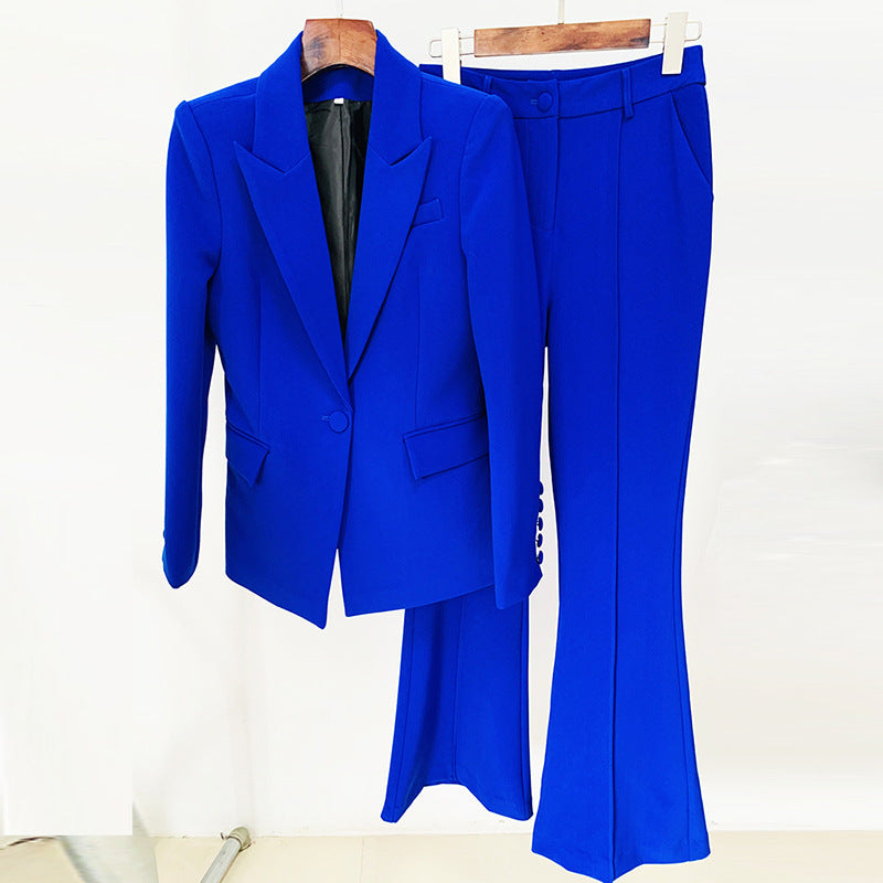 One Button Cloth Cover Mid-length Bell-bottom Fashion Casual Suit