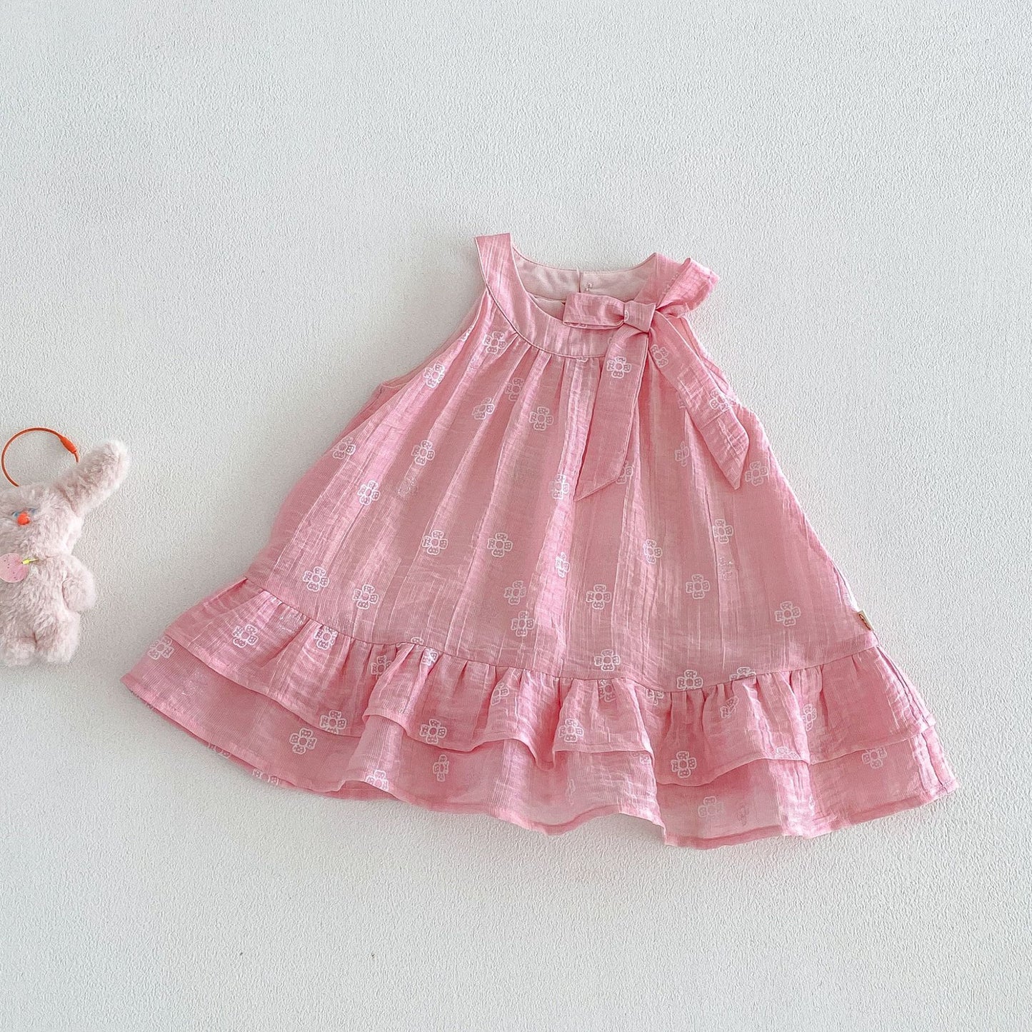 Vest Summer Full Printed Floral Bow Skirt Children's Dress