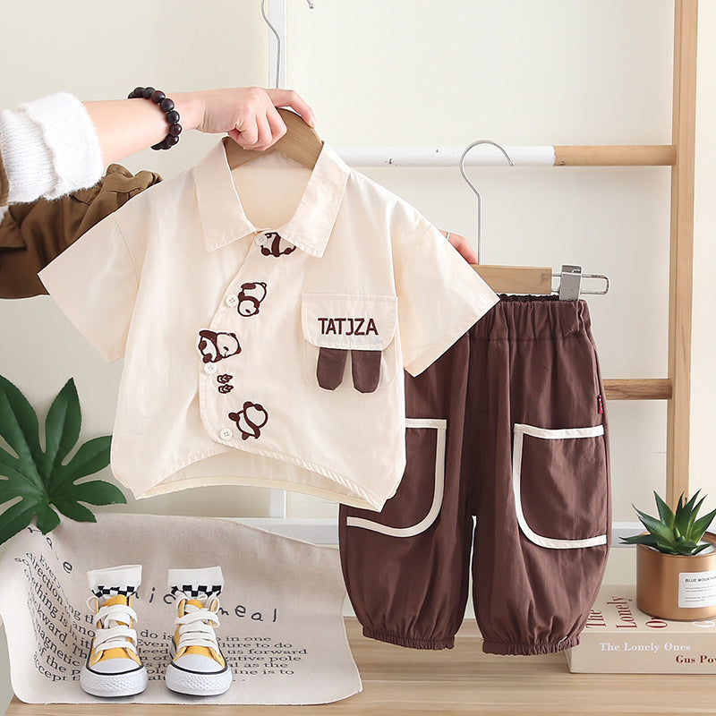 Children's Summer Clothing Tide Boys Casual Short-sleeved Children's Suit
