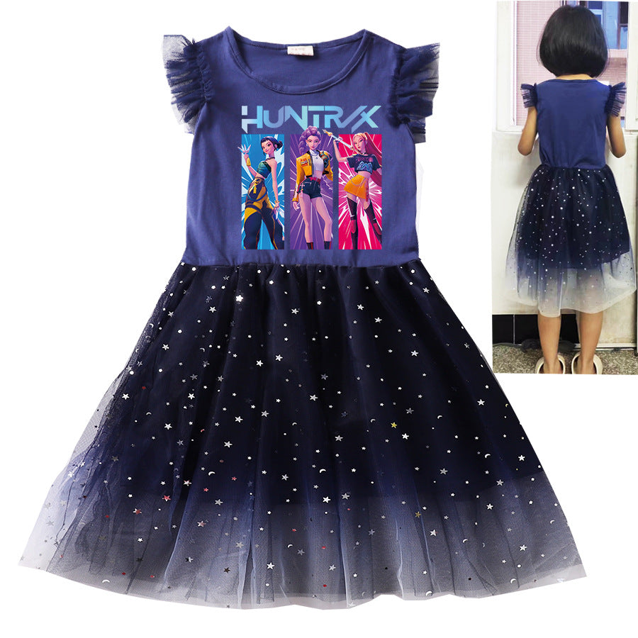 Children's Witch Hunting Group Cartoon Printed Clothing Children's Dress