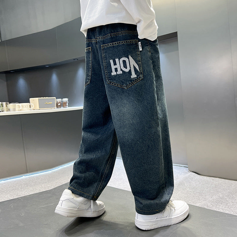 Children's Jeans Spring Wear Casual Loose Teens Trousers Autumn Sports Children's Pants