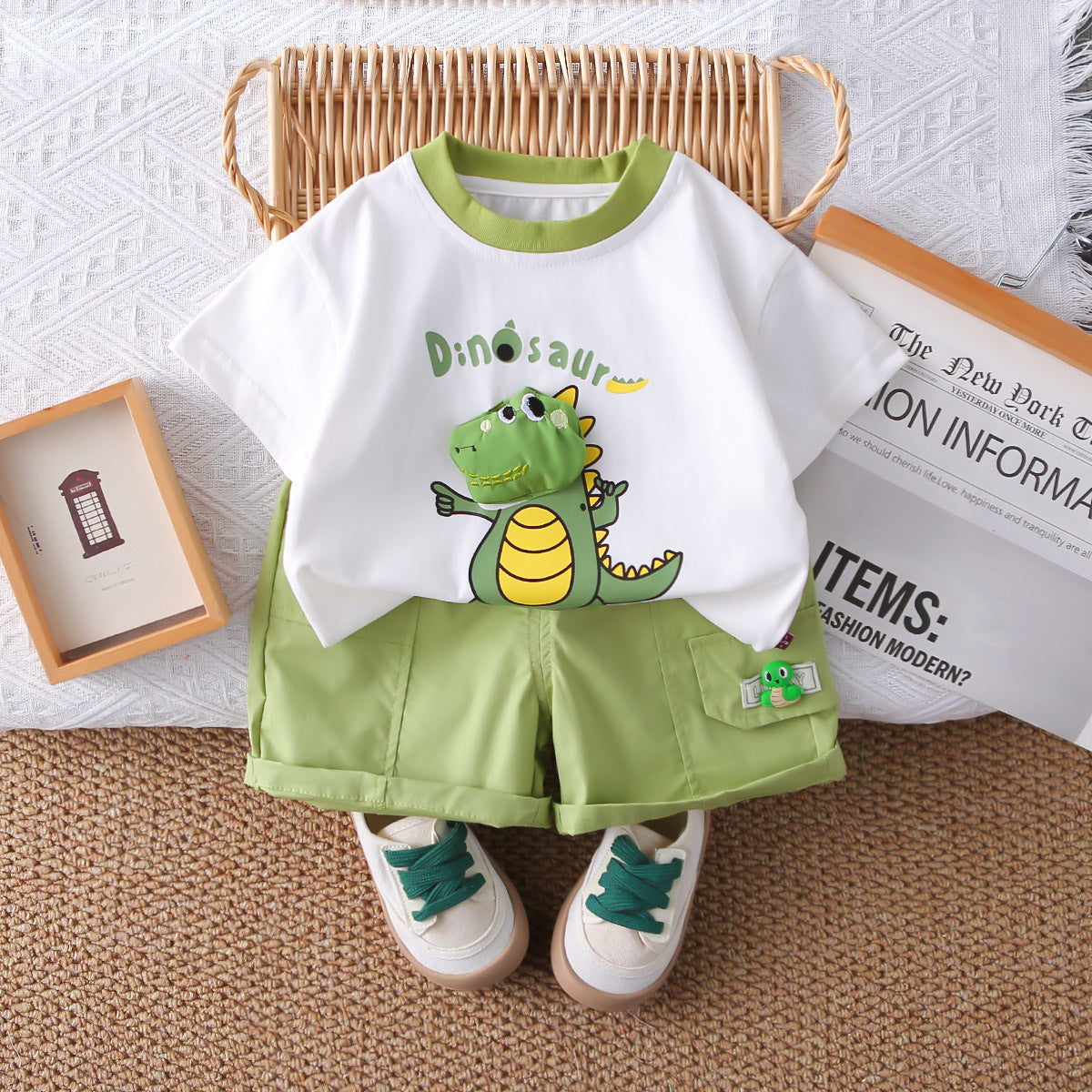 Children's Korean Style Clothing Boys Summer Dinosaur Short Sleeve Boy Children's Suit