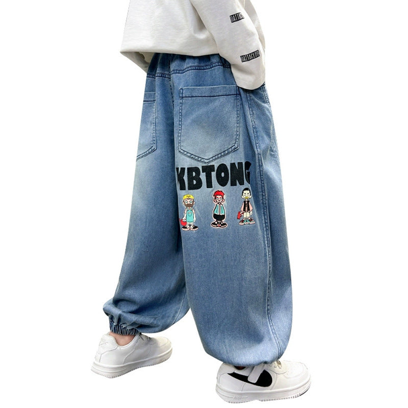 Children's Summer Thin Denim Cartoon Casual Boys Children's Pants
