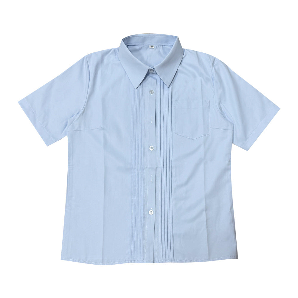 Basic Style Front Organ Pleated Sleeve Shirt College For Blouse
